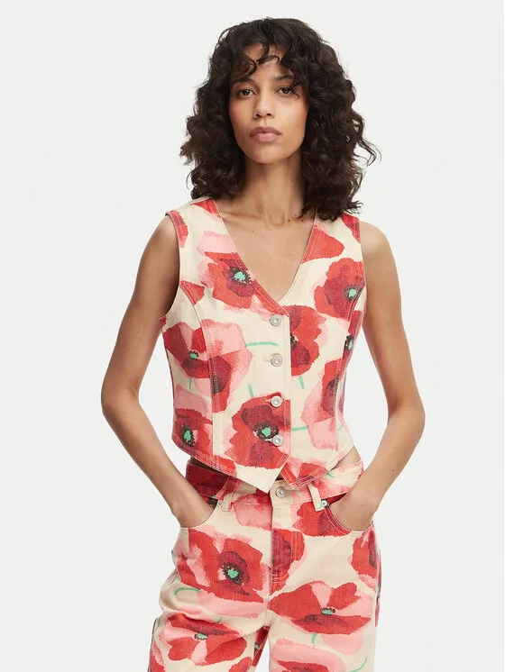 French Connection Елек Poppy 7G9A9 Червен Slim Fit – Дамски елеци