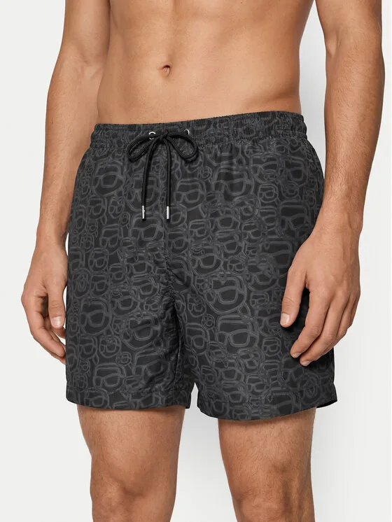 Мъжки плувни шорти KARL LAGERFELD B3M46003 черни – Черен – Мъжки бански