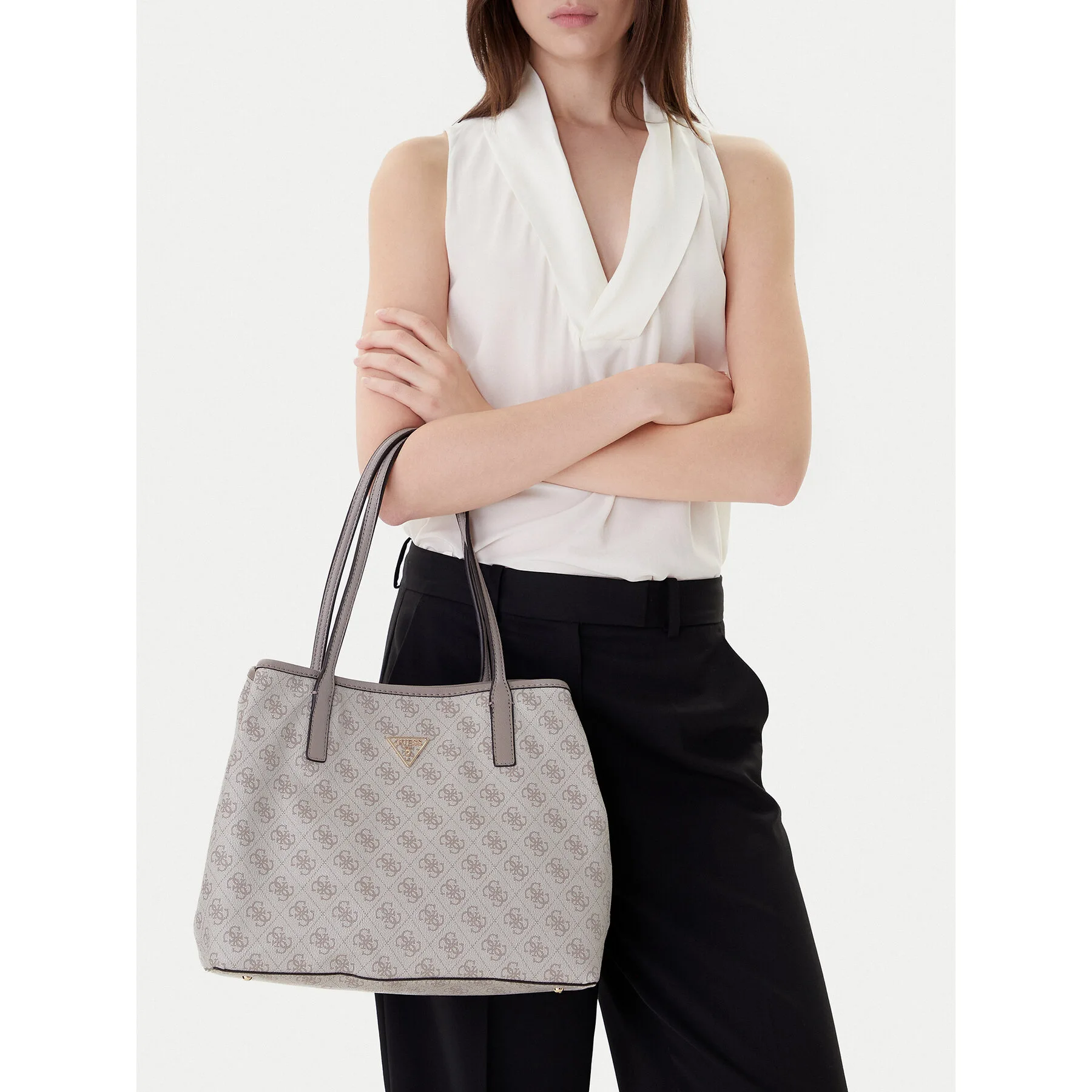Дамска чанта Guess Victtoria HWESG9 51428 бежова – Дамски ежедневни чанти