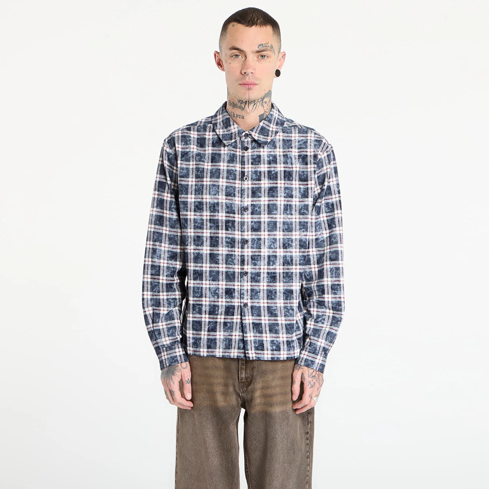 Риза DIME Plaid Flannel тъмносиня – Bleached Navy – Ризи