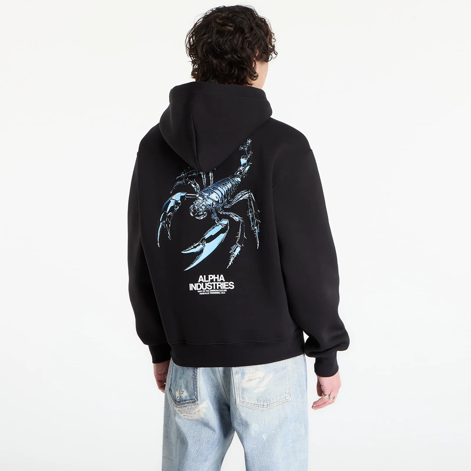 Мъжки суитшърт с качулка Alpha Industries Scorpion Cyborg черен – Black – Мъжки худита