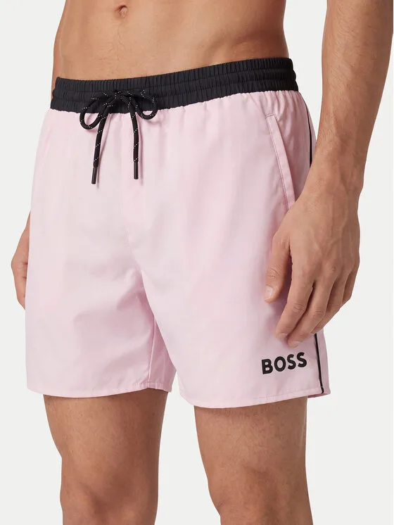 Мъжки плувни шорти BOSS Starfish светлорозови – Мъжки бански