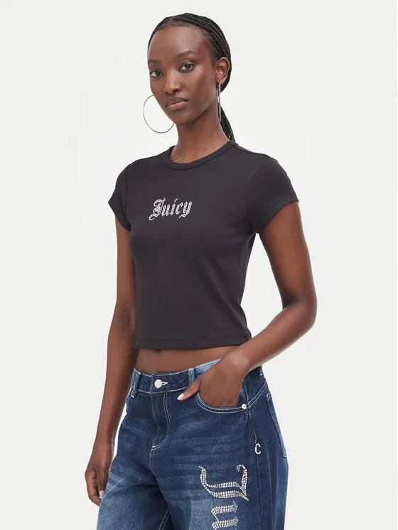 Juicy Couture Тишърт JCWCT226326 Черен Slim Fit – Дамски тениски