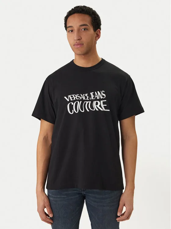 Мъжка поло тениска Versace Jeans Couture 80GAHE04 CJ00E черна – Черен – Мъжки поло тениски