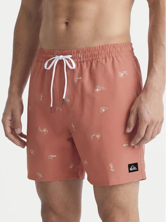 Quiksilver Плувни шорти Stretch Printed Volley 16 EQYJV04217 Розов Regular Fit – Мъжки бански