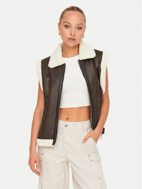 ONLY Жилетка за костюм Betty 15322433 Кафяв Regular Fit – Дамски елеци