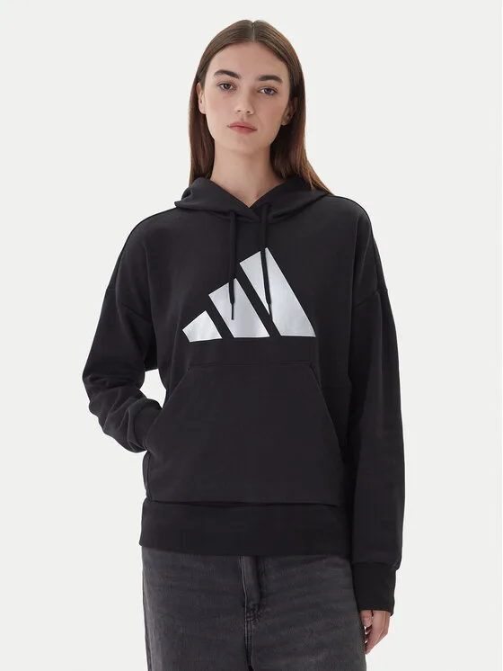 adidas Суитшърт Holiday Metallic Graphic JV8526 Черен Regular Fit – Дамски суитшърти без цип