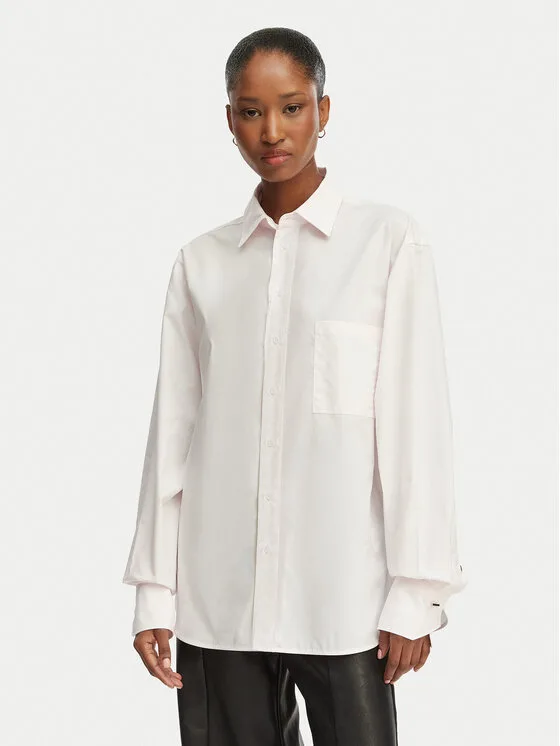 BOSS Риза Saturday 50543800 Светлорозов Oversize – Дамски ежедневни ризи