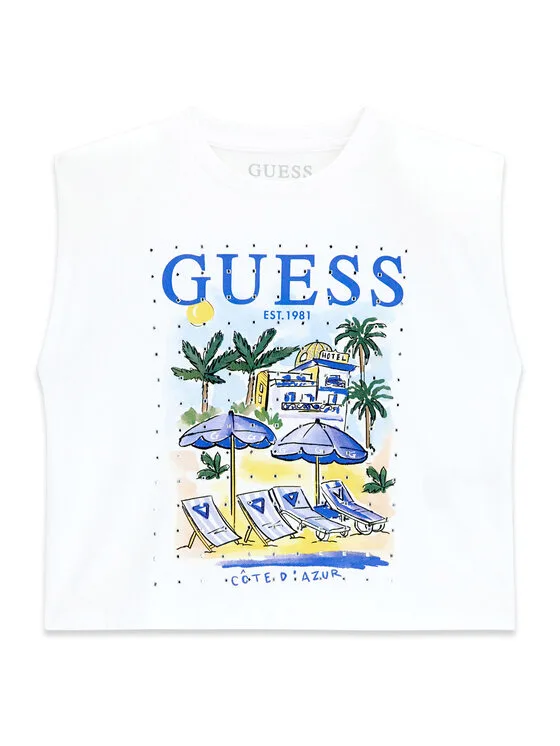 Guess топ J6GI12 K8HM4 Бял Regular Fit – Детски топове