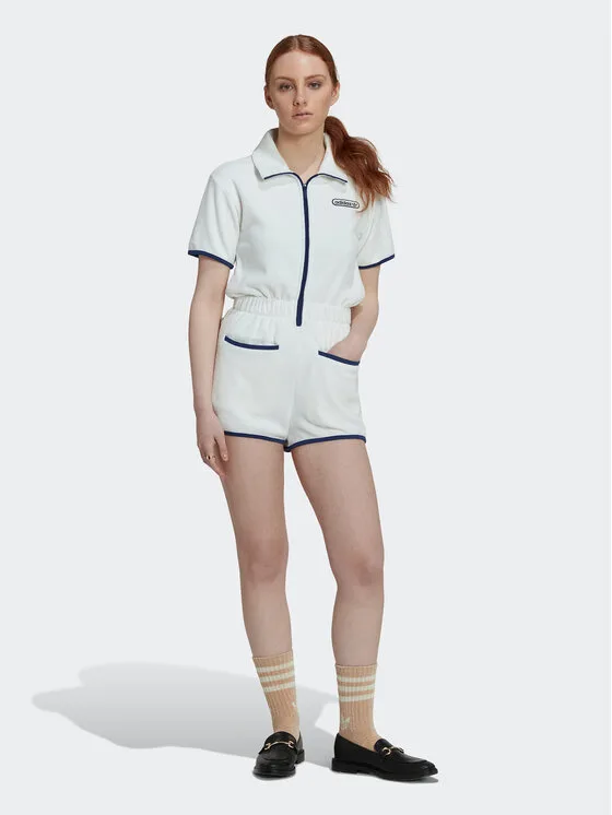 adidas Гащеризон Towel-Terry HT5937 Бял Loose Fit – Дамски гащеризони