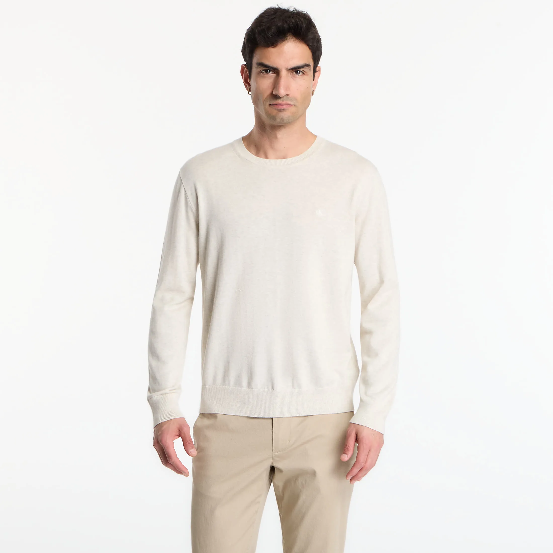 Пуловер Calvin Klein Ls Supima Cotton Crew Snow Heather L – Мъжки пуловери и жилетки