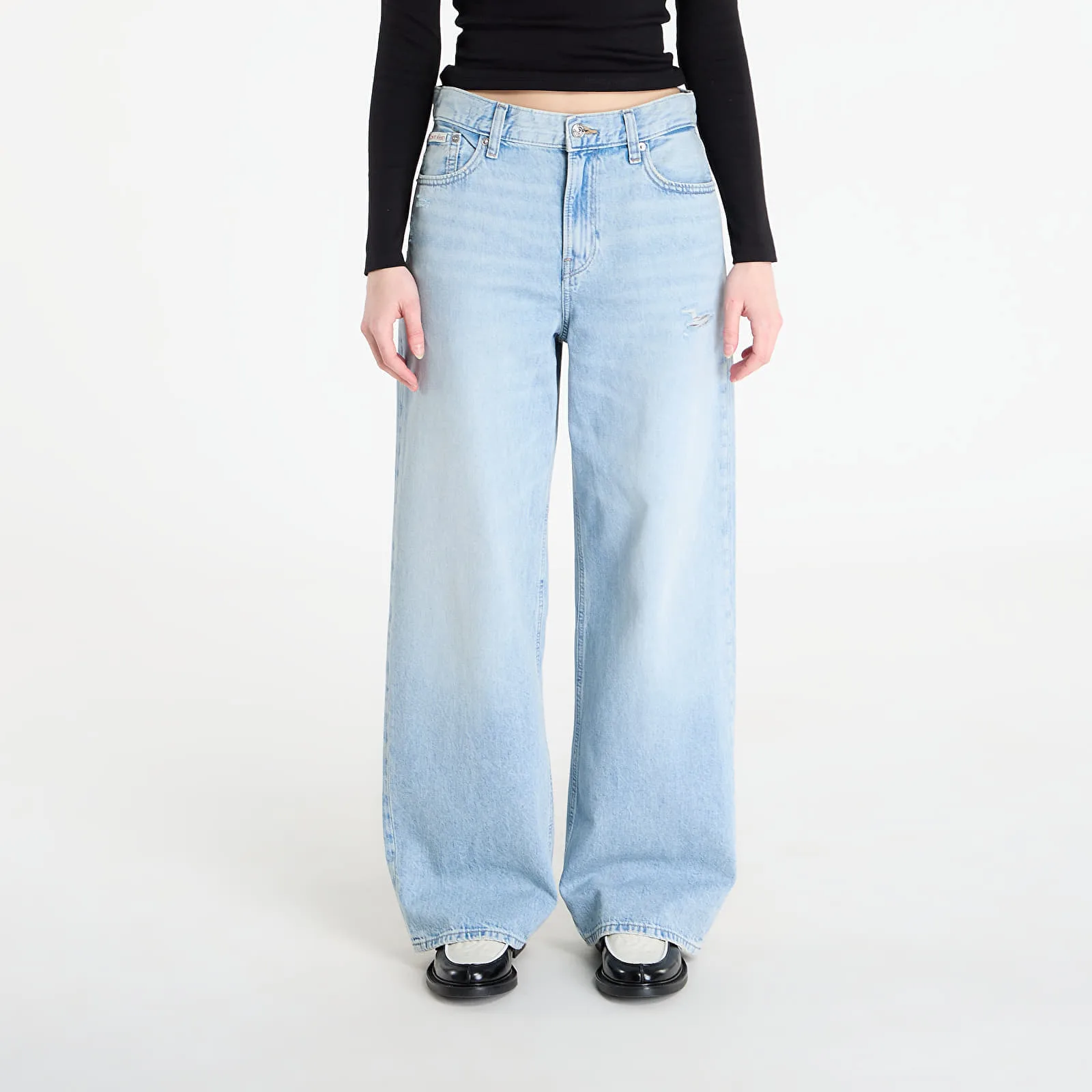 Дънки Calvin Klein Jeans Low Rise Baggy Ramshead Blue 25 – Дамски дънки