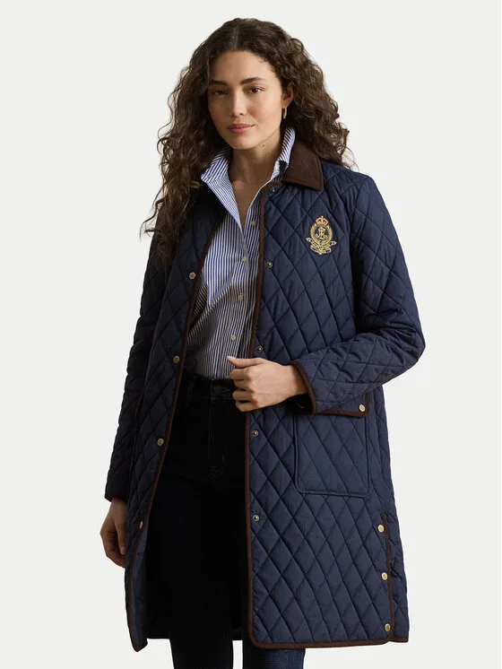 Дамско яке LAUREN RALPH LAUREN Crested 3/4 Quilt тъмносиньо – Дамски преходни якета
