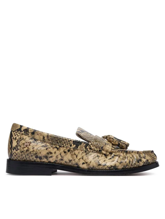 Дамски мокасини Tommy Hilfiger Th Tassel Snake бежови