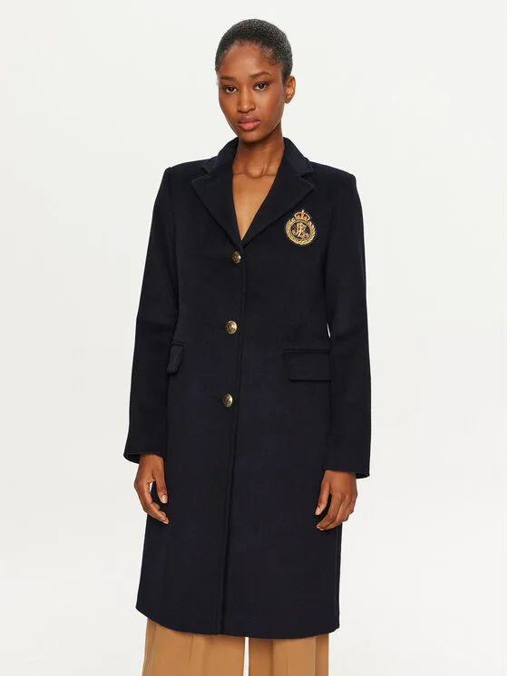 LAUREN RALPH LAUREN Вълнено палто 297958509002 Тъмносин Regular Fit – Дамски зимни палта