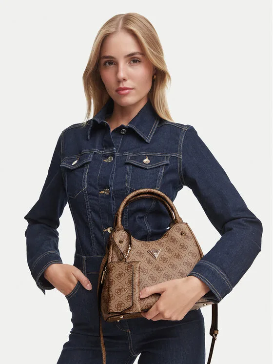 Дамска чанта Guess Lorella HWSG24 тъмнобежова – Дамски чанти тип куфарче