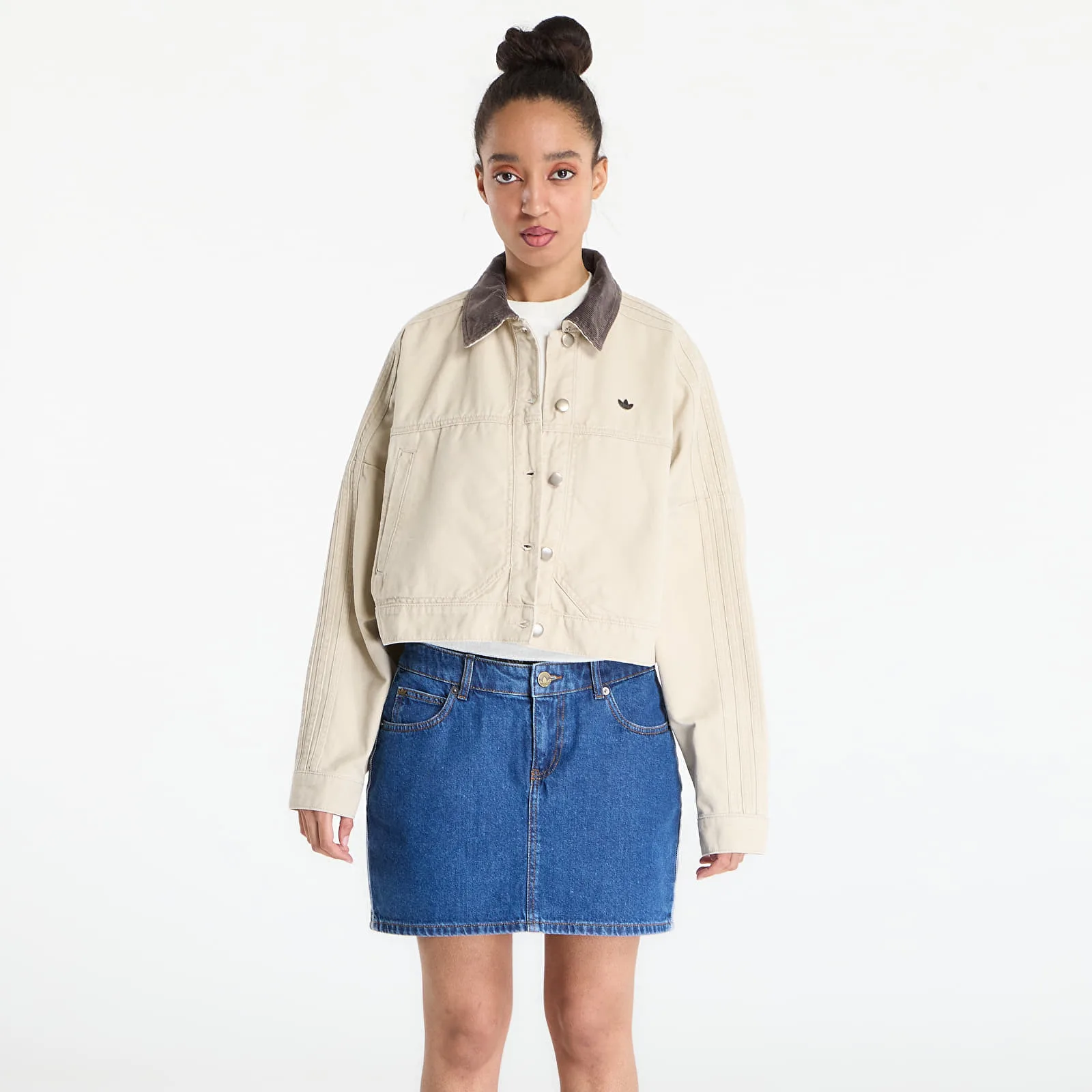 Дамски суитшърт с цип adidas Originals Canvas Tracktop Jacket бежов – Stone Khaki – Дамски суитшърти с цип