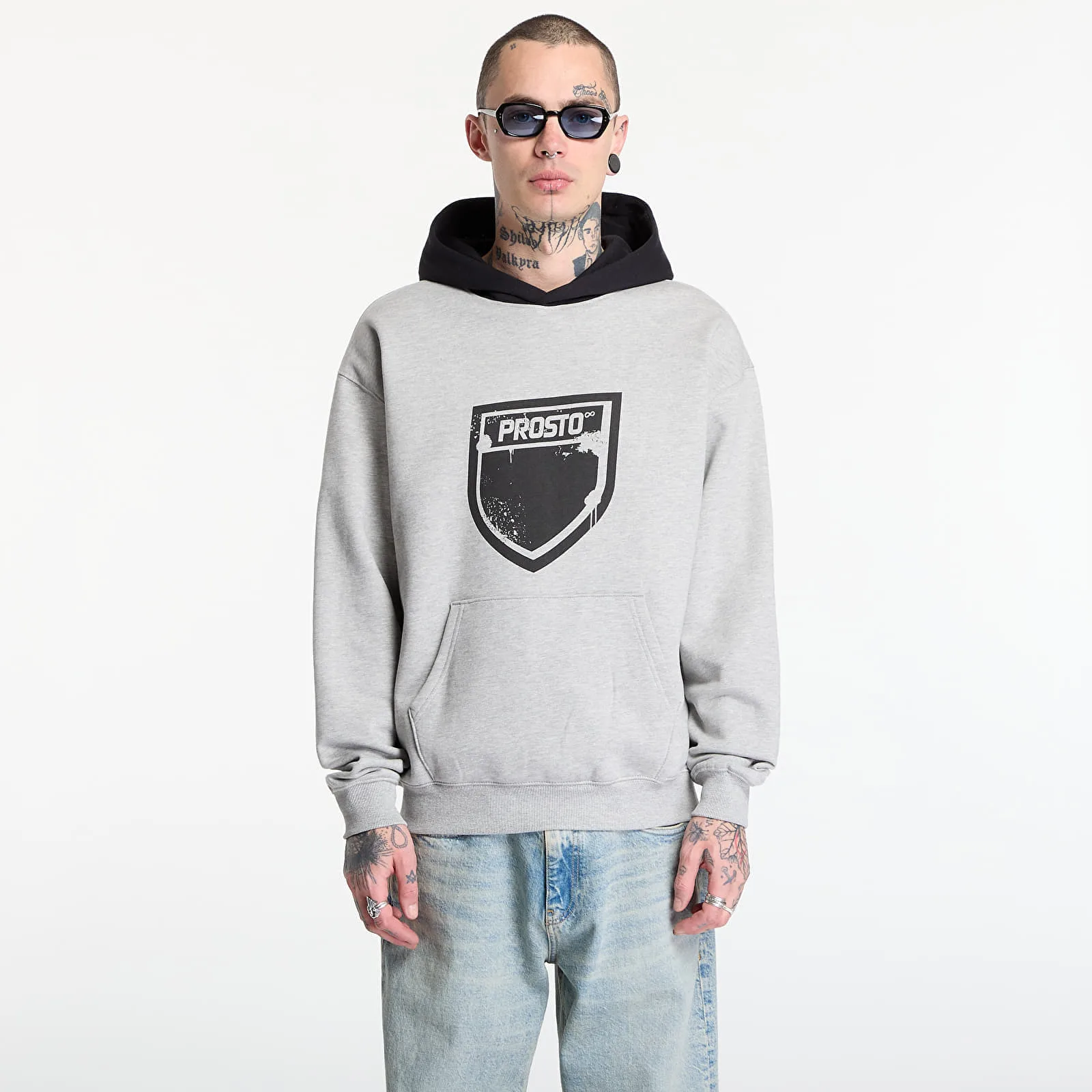 Суитшърт Prosto Hoodie Splash Shield Gray L – Мъжки худита