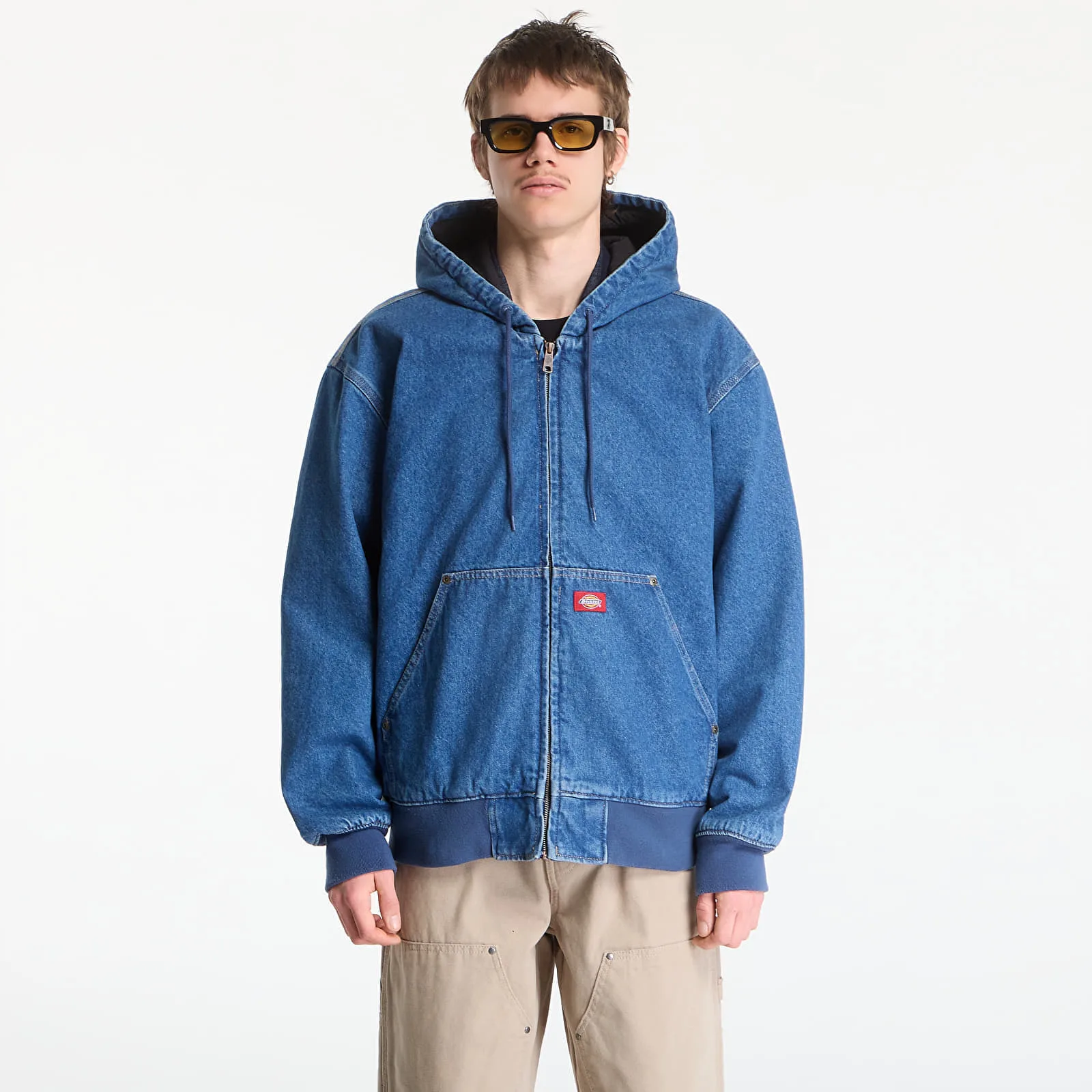 Мъжки суитшърт с качулка Dickies Lined Denim Hooded Bomber син – Classic Blue – Мъжки худита