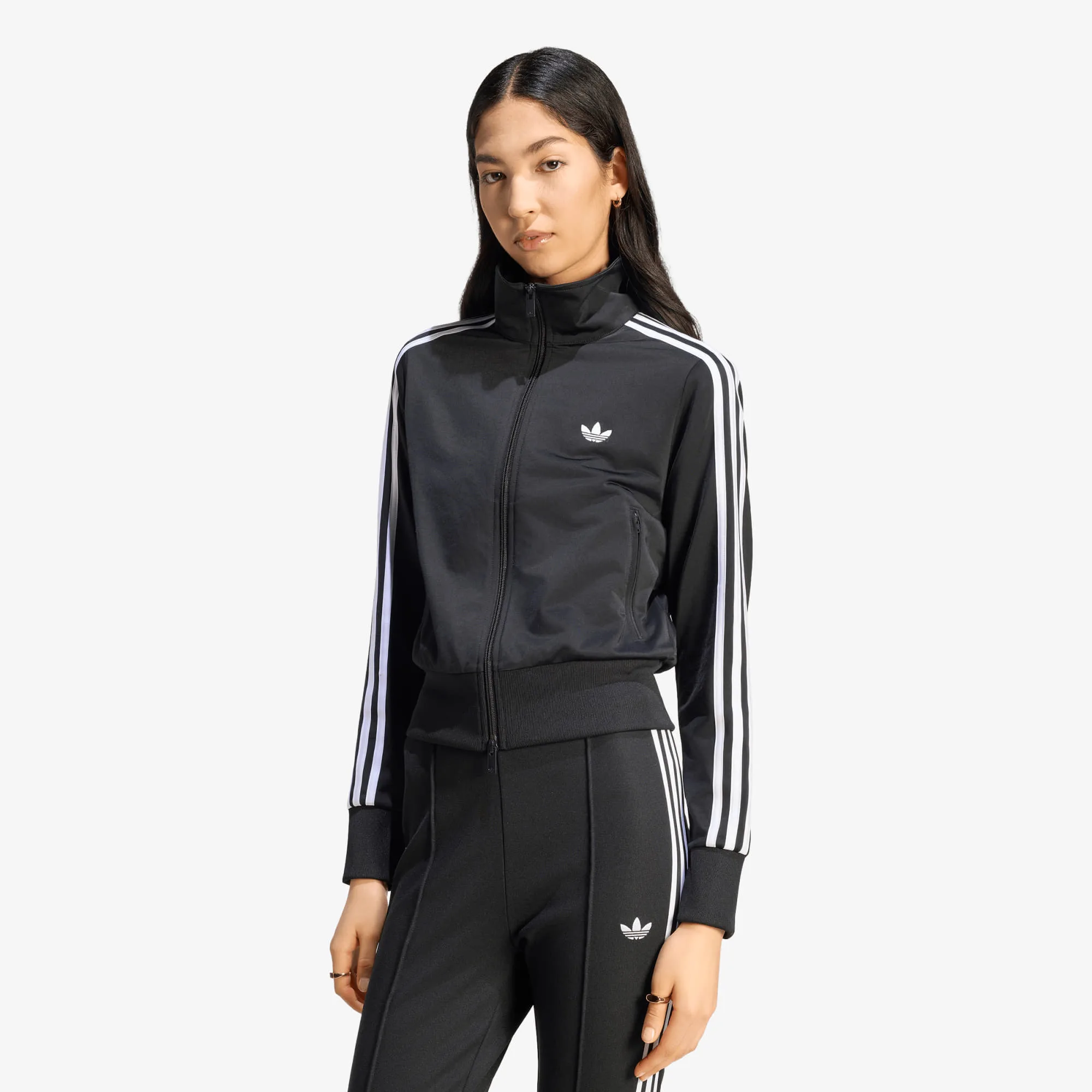 Дамски суитшърт с цип adidas Originals Firebird Classic черен/бял – Black|White – Дамски суитшърти с цип