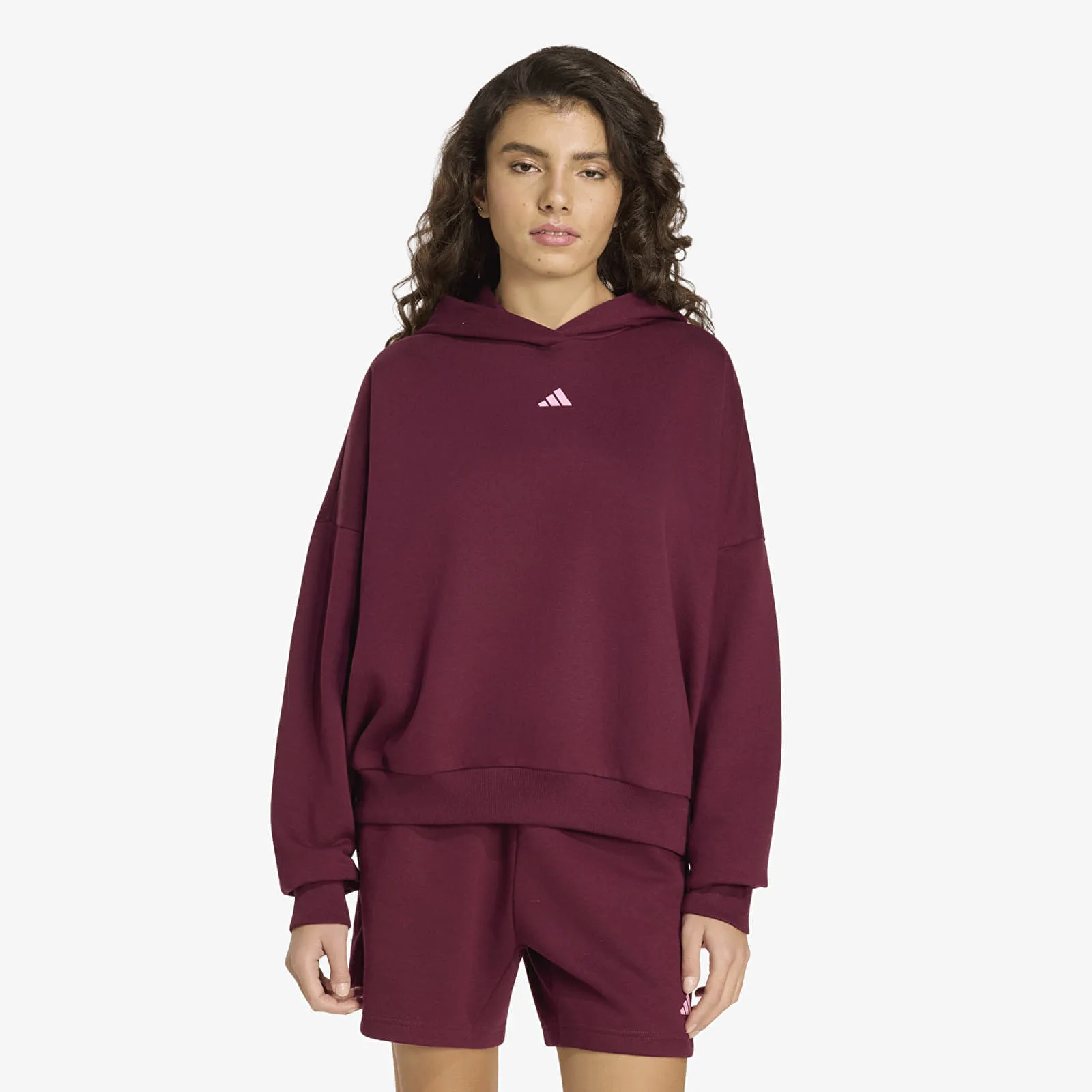 Суитшърт adidas 3 Stripes Studio Hoodie Maroon L – Дамски худита