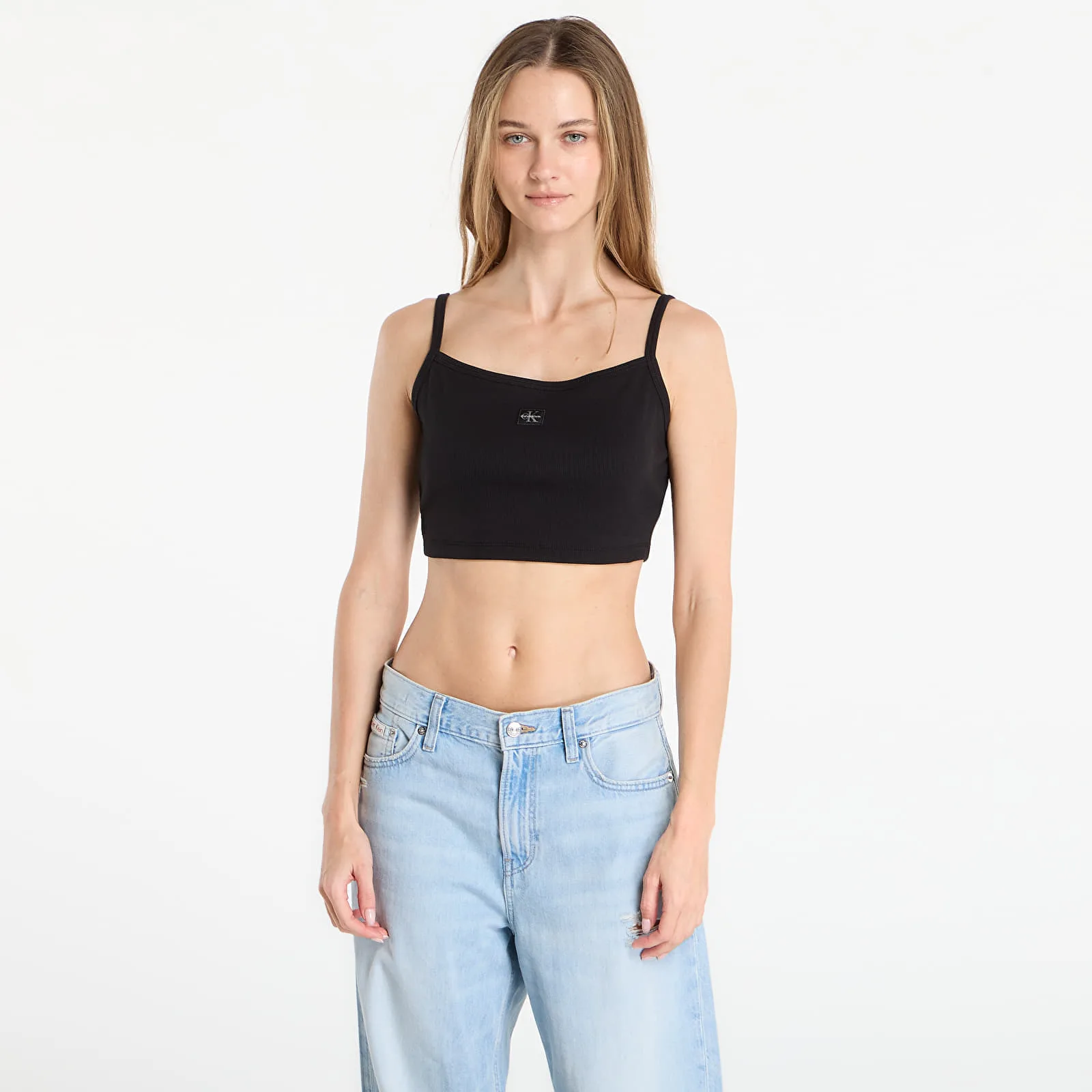 Calvin Klein Jeans Sl Woven Label 2X2 B Black L – Дамски топове
