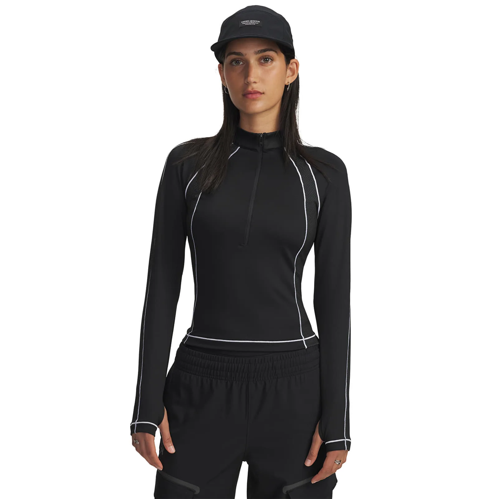 Дамски суитшърт с цип Under Armour Coldgear Textured 1/2 Zip черен – Black – Дамски суитшърти с цип