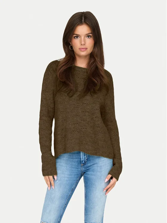 ONLY Пуловер 15234745 Кафяв Regular Fit – Дамски пуловери и жилетки