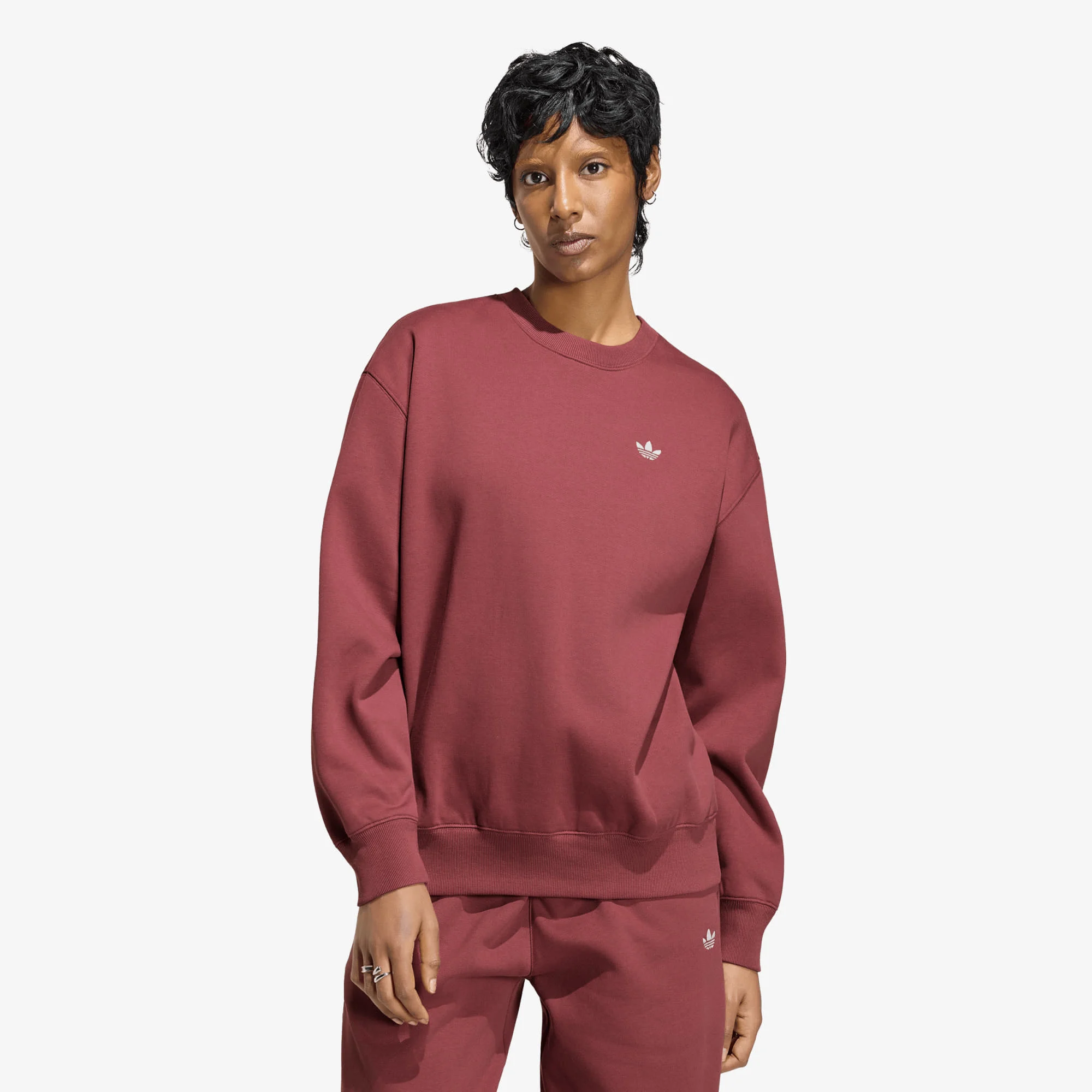 Дамски суитшърт adidas Originals Essentials Long червен – Quiet Crimson – Дамски суитшърти без цип