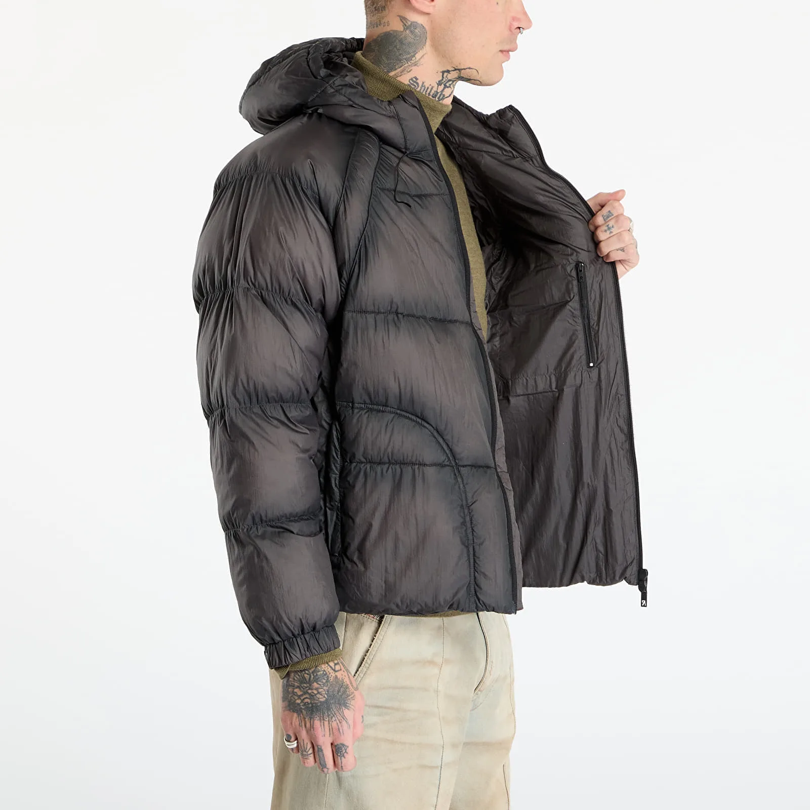 Яке REPRESENT Translucent Hooded Puffer Washed Black XL – Мъжки якета и палта