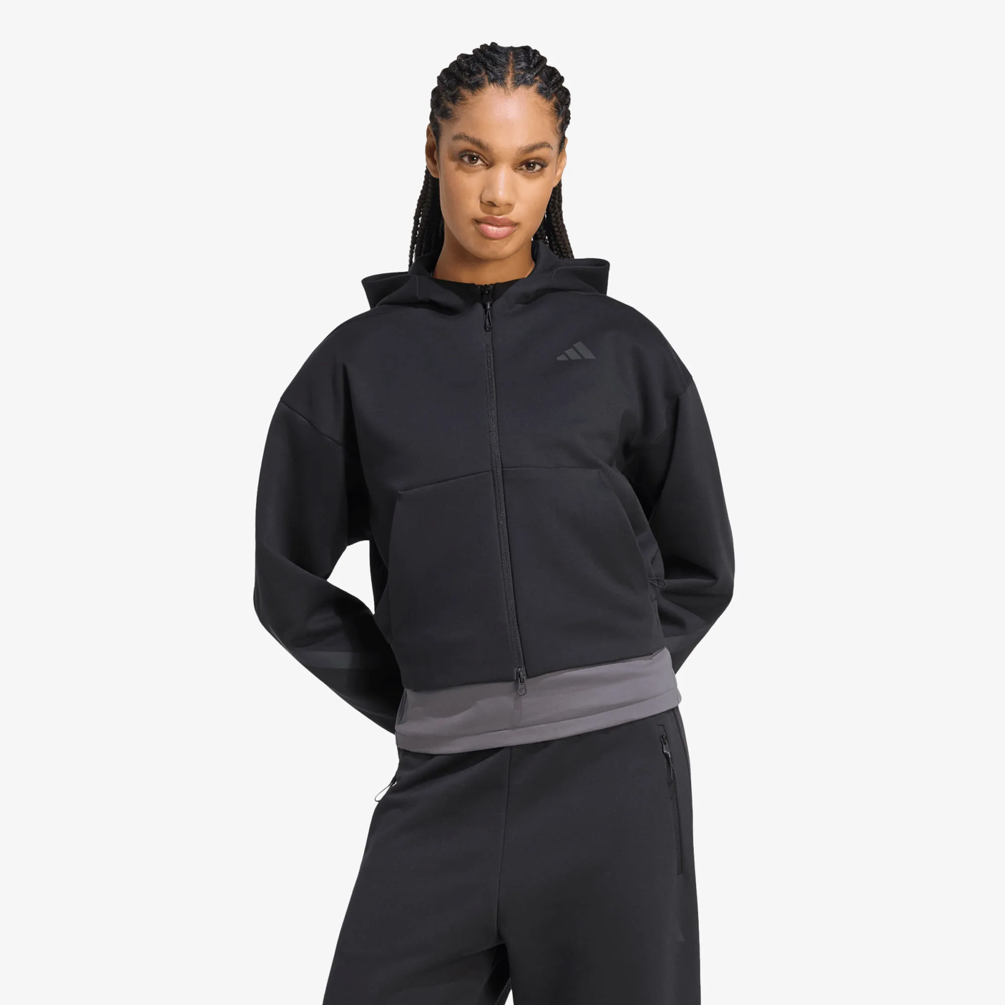Суитшърт adidas Z.N.E. Cropped Full Zip Sweatshirt Black L – Дамски суитшърти с цип
