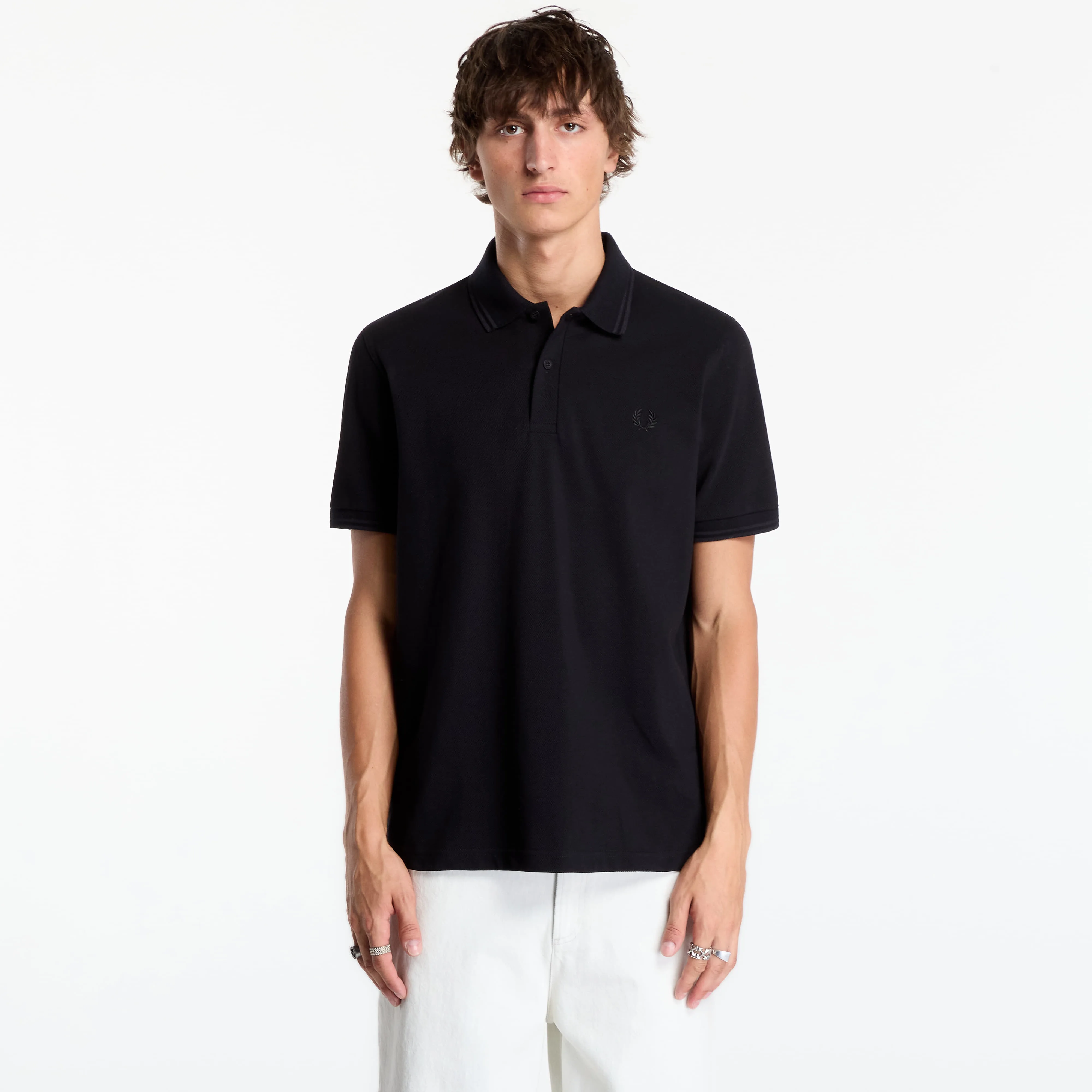 Тениска FRED PERRY Twin Tipped Fred Perry Shirt Black 44 – Мъжки тениски
