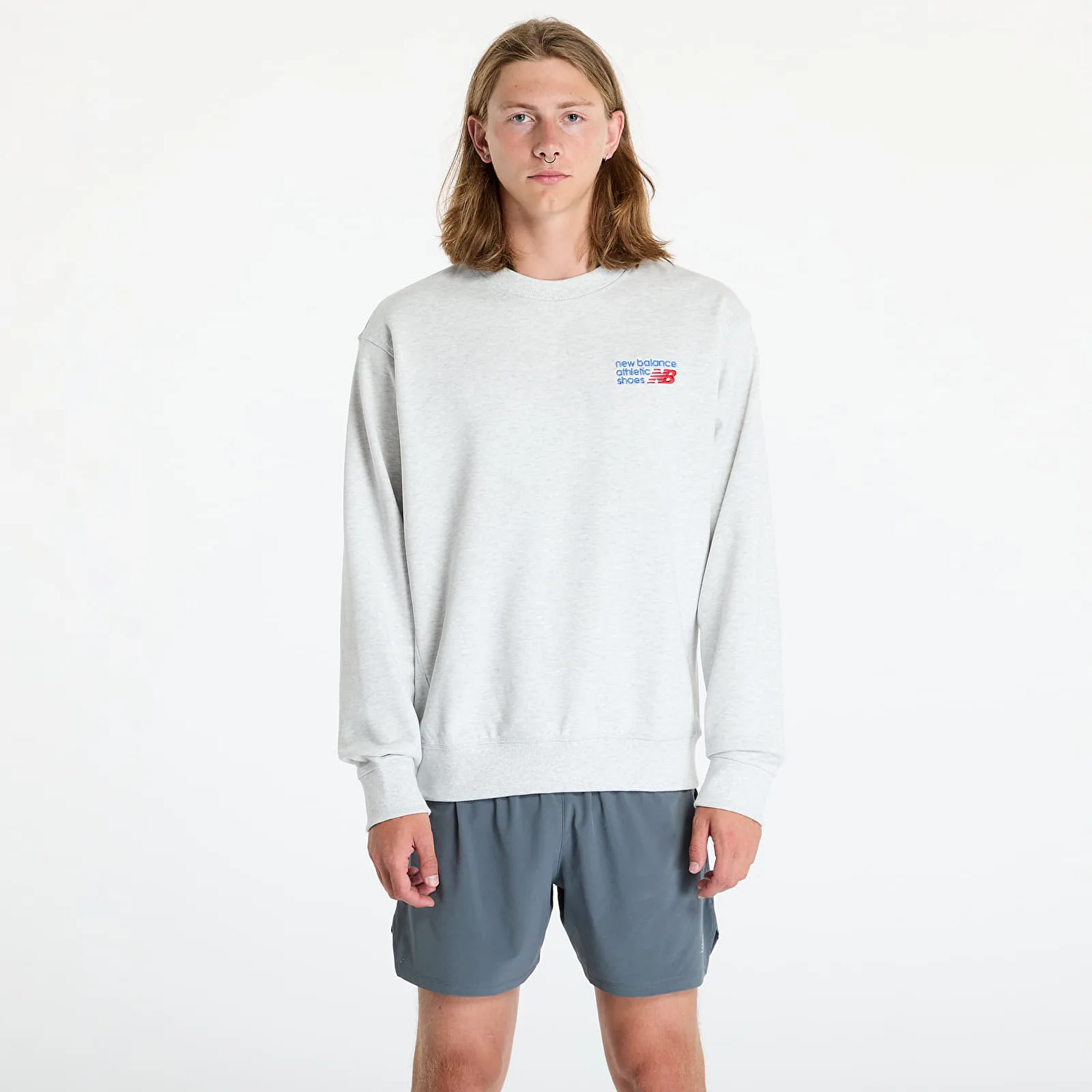 Мъжки суитшърт New Balance Athletics Premium Logo сив – Ash Heather Ahh – Мъжки суитшърти без цип