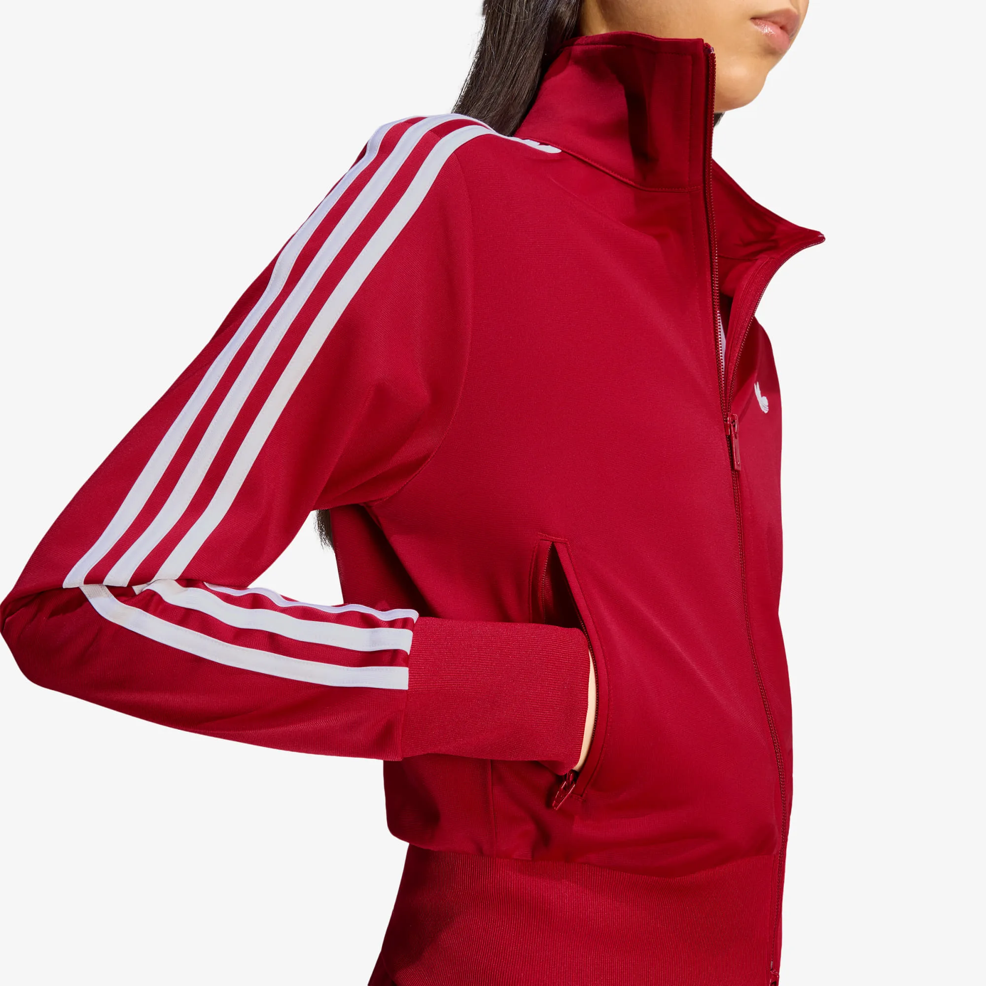 Дамски суитшърт с цип adidas Originals Firebird Classic червен/бял – Team Victory Red|White – Дамски суитшърти с…