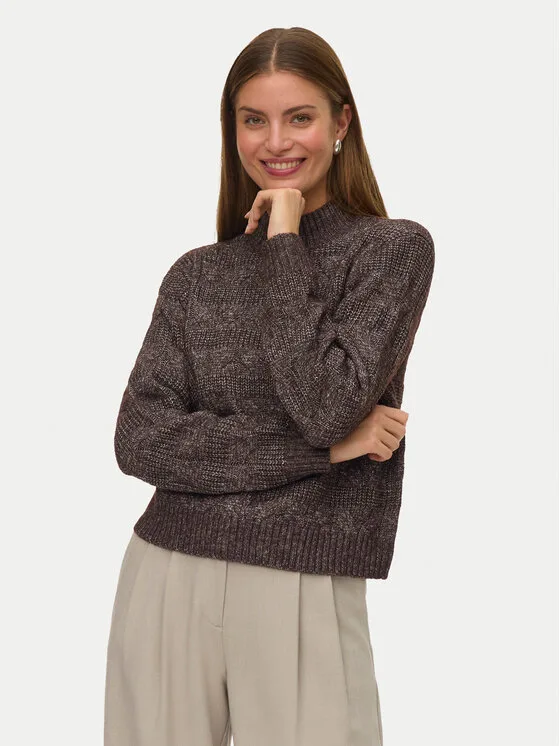 Vero Moda Поло Virgo 10331875 Кафяв Regular Fit – Дамски поло пуловери