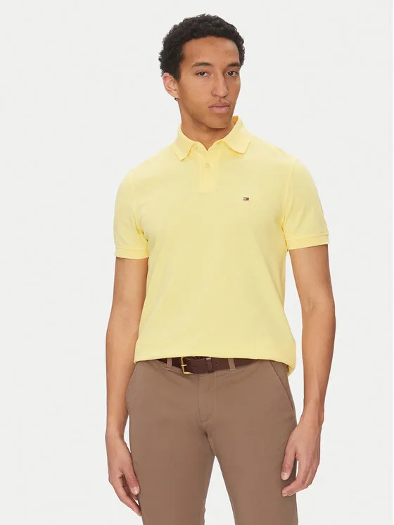 Tommy Hilfiger Тениска с яка и копчета 1985 MW0MW17770 Жълт Regular Fit – Мъжки поло тениски