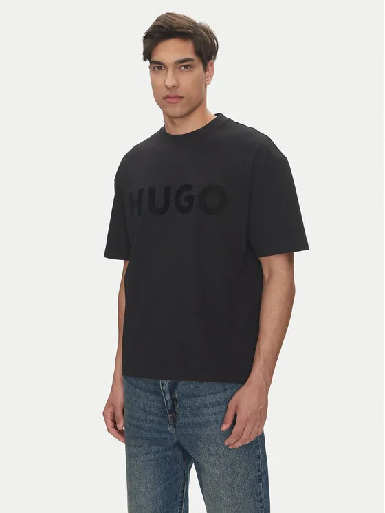 HUGO Тишърт Dinkee 50525765 Черен Oversize – Мъжки тениски с къс ръкав