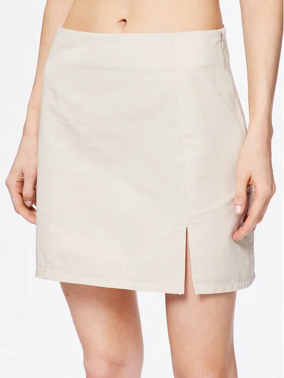 Moss Copenhagen Мини пола Cyrilla 17258 Екрю Slim Fit – Кремав – Дамски поли