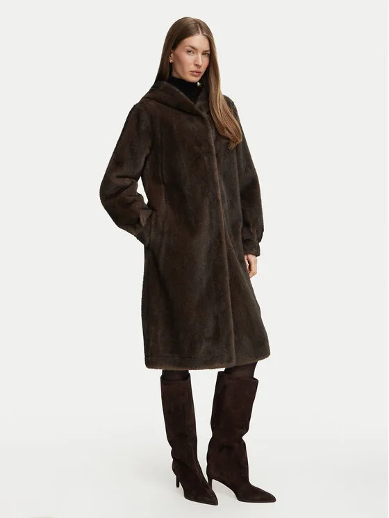 Marella Кожено палто Emme by Marella Fanello 2625456102 Тъмнобежов Regular Fit – Дамски кожуси