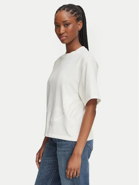 HUGO Тишърт Duslant 50570677 Бял Oversize – Дамски тениски с къс ръкав