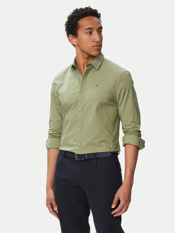 Tommy Jeans Риза Original DM0DM04405 Зелен Slim Fit – Мъжки ризи