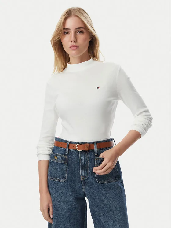 Tommy Hilfiger Блуза Cody WW0WW47307 Бял Slim Fit – Дамски блузи