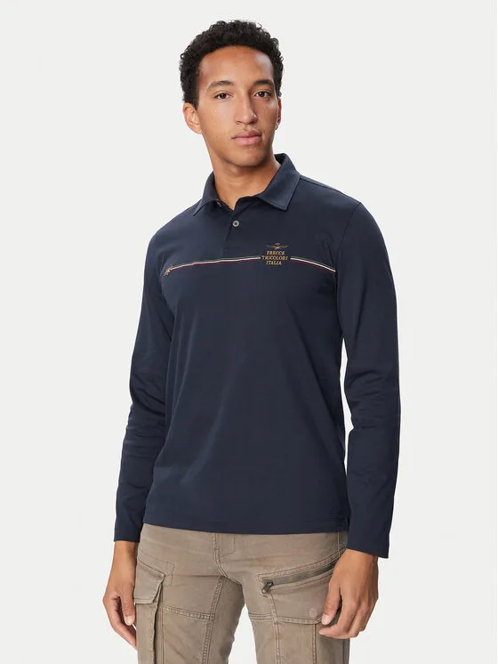Aeronautica Militare Тениска с яка и копчета 262PO1949UJ00663 Тъмносин Regular Fit – Мъжки поло тениски