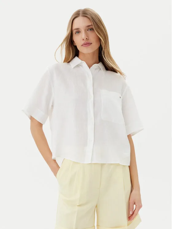 Дамска риза Tommy Hilfiger WW0WW44720 бяла – Дамски ежедневни ризи