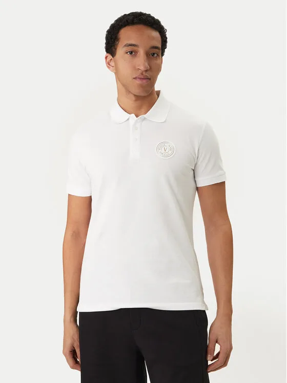 Мъжка поло тениска Versace Jeans Couture 80GAGT19 CJ01T бяла – Мъжки поло тениски