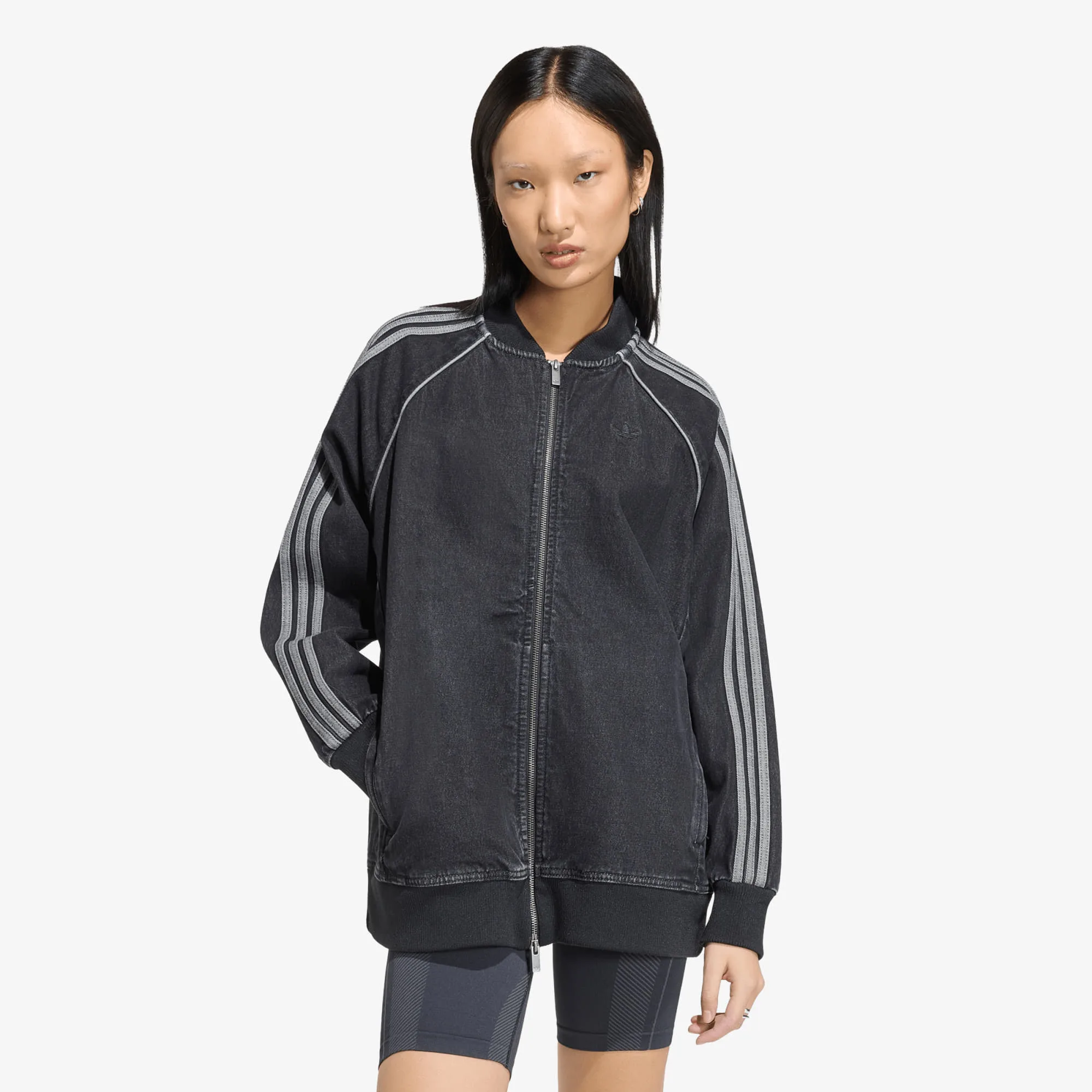 Яке adidas SST Oversized Denim Tracktop True Black Denim L – Дамски якета и палта