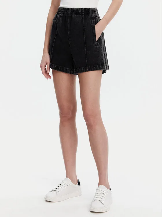 adidas Дънкови шорти adicolor Denim Firebird JD3107 Черен Loose Fit – Дамски дънкови шорти