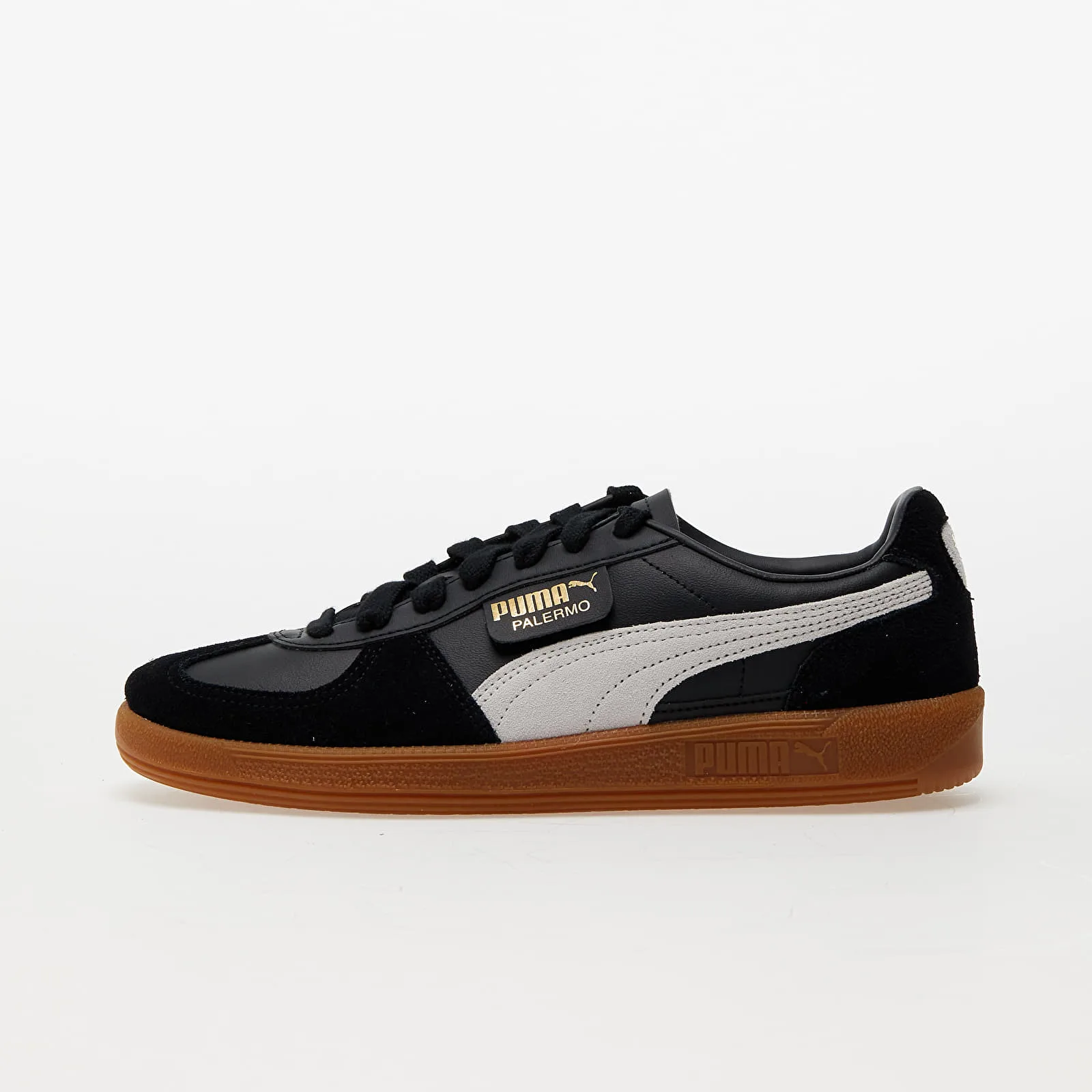 Мъжки маратонки Puma Palermo Lth черни/сиви – Puma Black|Feather Gray|Gum – Мъжки ниски маратонки