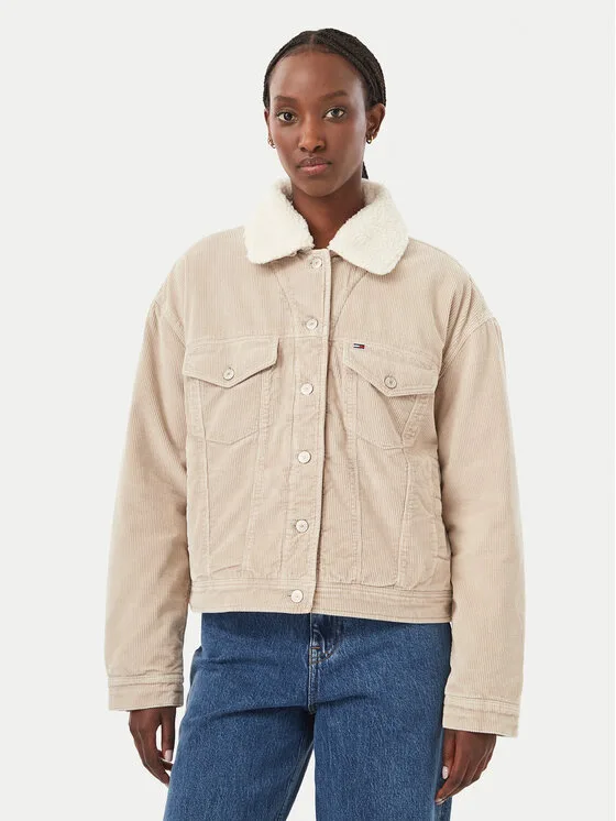 Tommy Jeans Преходно яке Trucker DW0DW23415 Светлосив Regular Fit – Дамски преходни якета