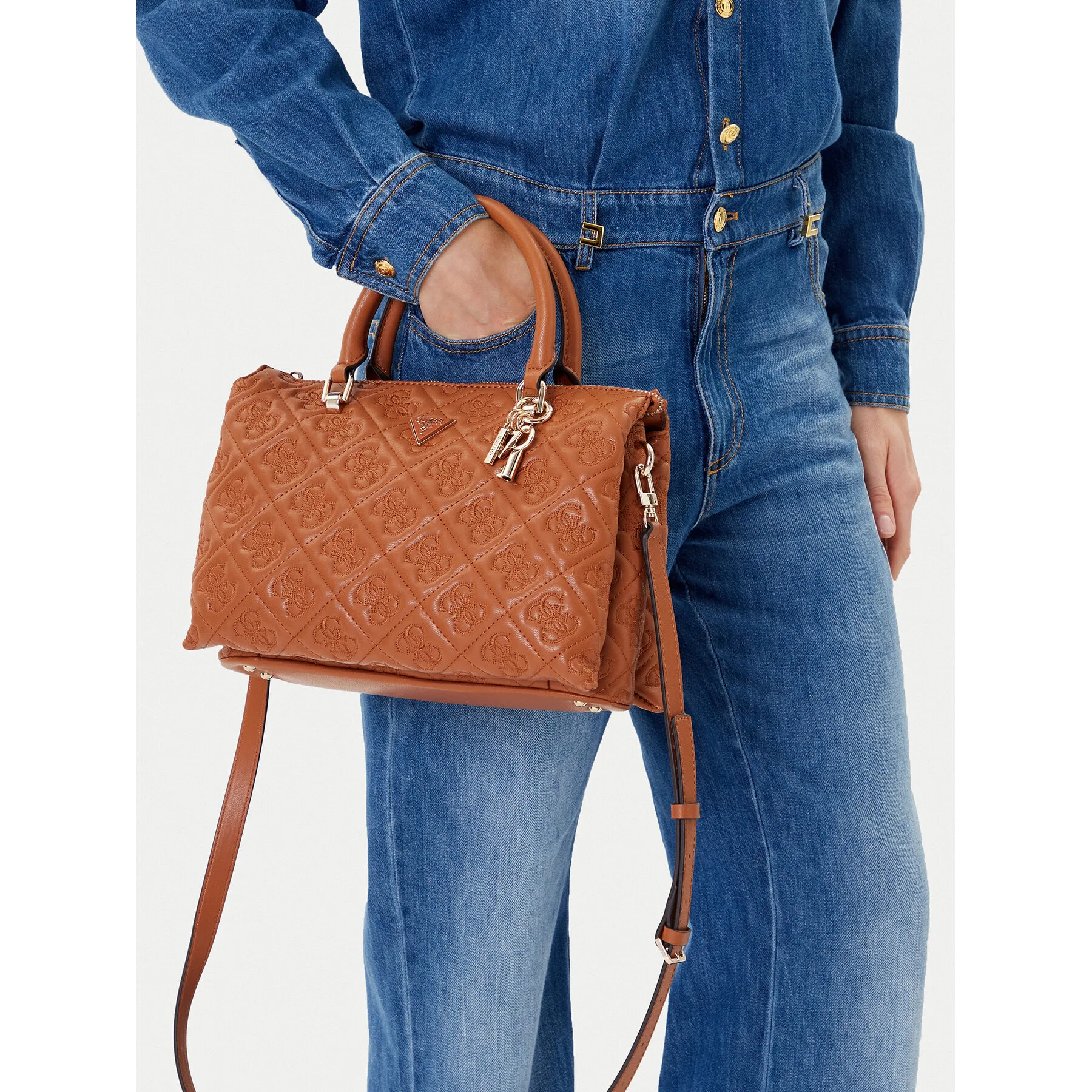 Дамска чанта Guess Adelasia HWQL96 58060 Кафяв – Класически дамски чанти